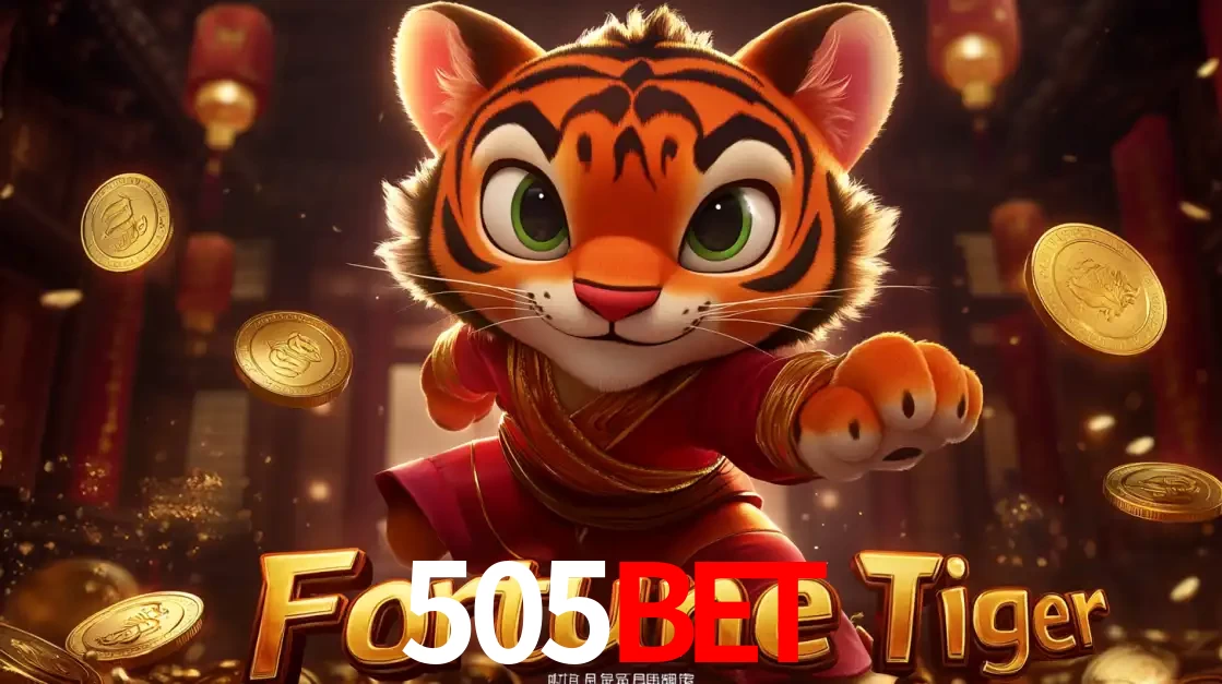 O carismático mascote do jogo de slot Fortune Tiger, um tigre fofo em pose de artes marciais, pronto para trazer sorte e multiplicadores de ganhos no cassino online 505BET.