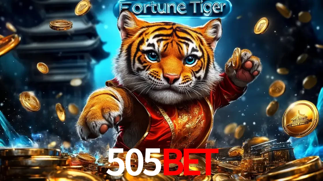 Imagem promocional do jogo de slot Fortune Tiger, com um tigre majestoso em traje tradicional cercado por uma fortuna em moedas de ouro, disponível agora no cassino 505BET.