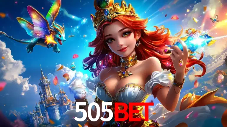 A princesa de um reino de fantasia mágico, com seu pequeno dragão, apresentando um mundo de prêmios encantados nos jogos de caça-níqueis do cassino 505BET.
